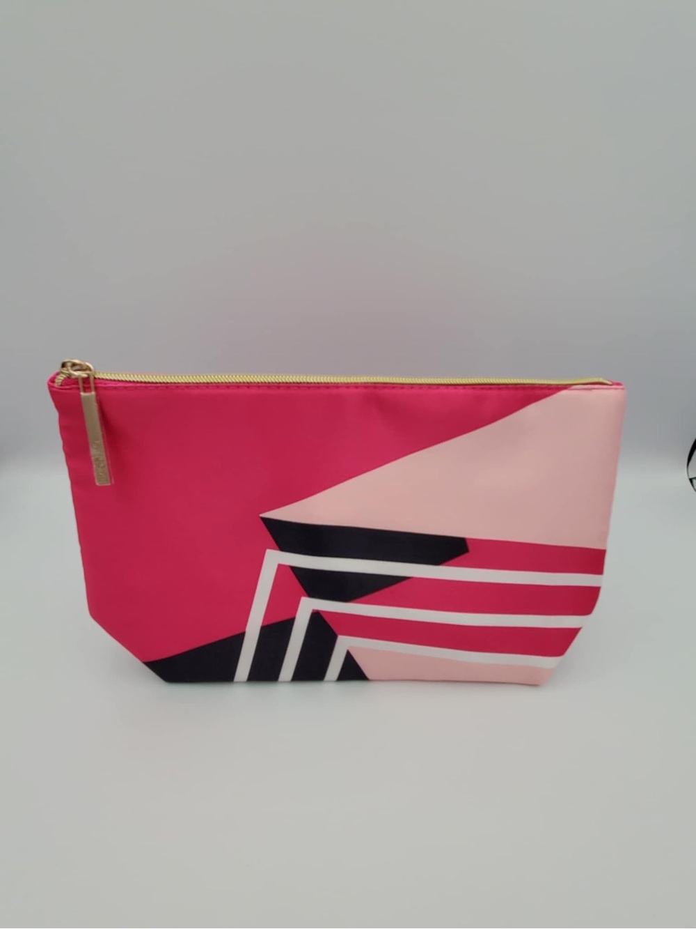 Lancôme Pink Black Geometric Zip Top Makeup Travel Bag